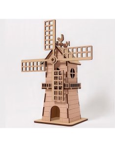 Lazer Kesim 3D Yapboz Yel Değirmeni Model Kiti Ücretsiz İndirme